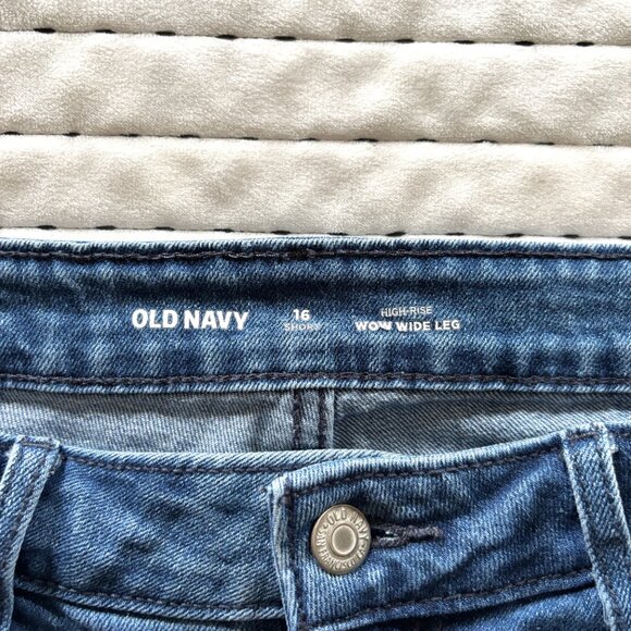 Old Navy High-Rise WOW Wide Leg Jeans Sz 16 Short Medium Wash - Picture 5 of 7
